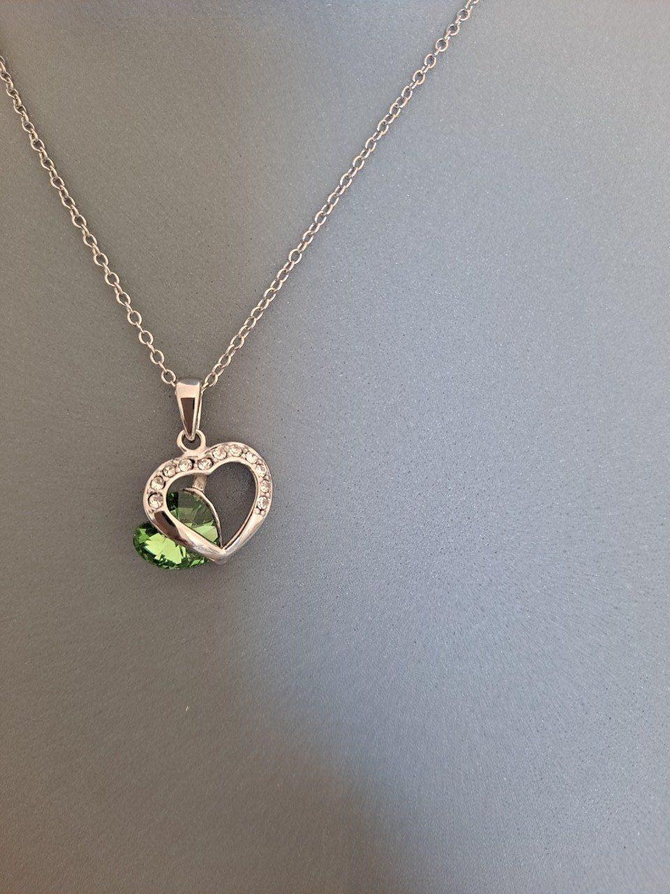 Chaine et Pendentif Cœur diamants, cœur vert, SWAROVSKI